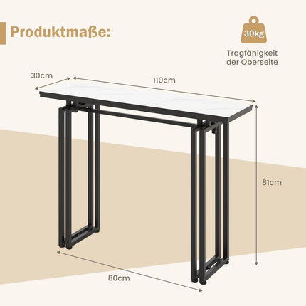 Konsolentisch, Kunstmarmorplatte, Metallgestell, 110 cm