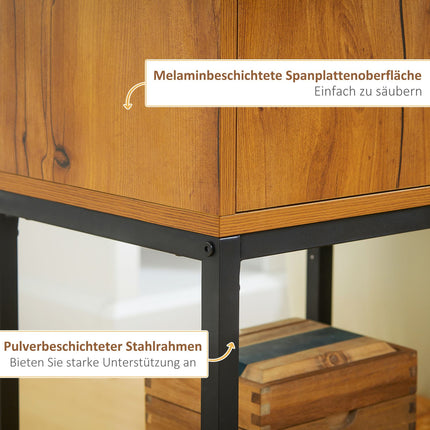 Industrieller Konsolentisch mit Schrank, Stahlrahmen, 40x30x76 cm