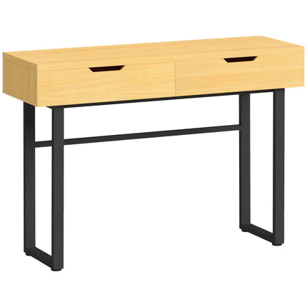 Console à 2 tiroirs, structure en métal, 110 x 35 x 76,5 cm