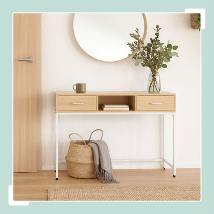 Console à 2 tiroirs et étagère - Style scandinave