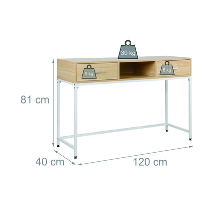 Console à 2 tiroirs et étagère - Style scandinave