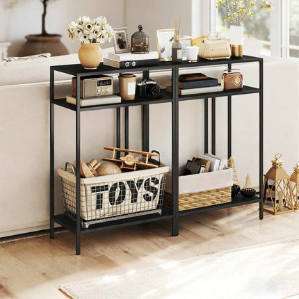 Console à 3 étagères, structure en métal, noire, 55 cm