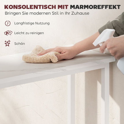 Konsolentisch mit verstellbaren Füßen, Kippschutz, 75x24x76 cm, Weiß