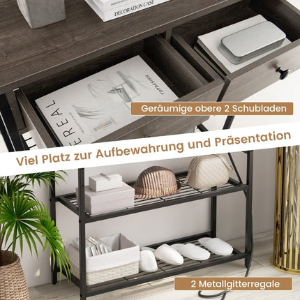 Konsolentisch mit Ladestation, 2 Schubladen & Ablagen