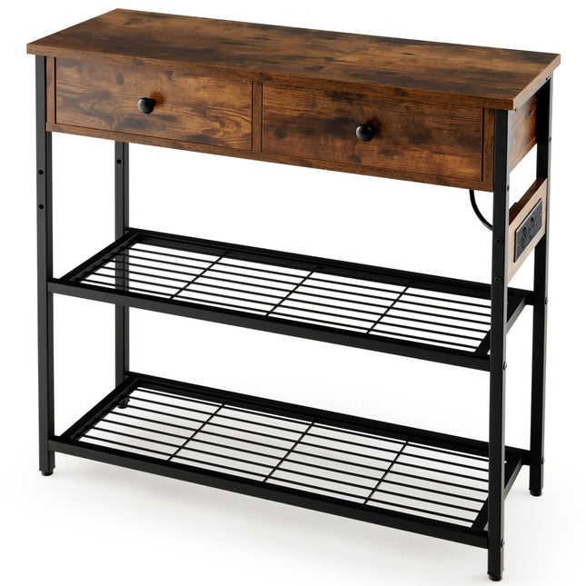 Console avec station de recharge, 2 tiroirs et ports USB