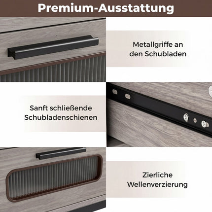 Konsolentisch mit LED-Beleuchtung, Ladestation, Schubladen