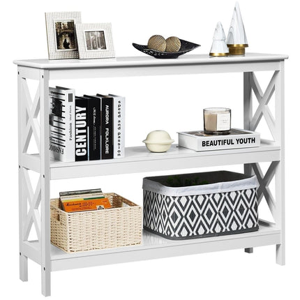 Console avec étagère, style industriel, blanche, 100 x 33 x 80 cm