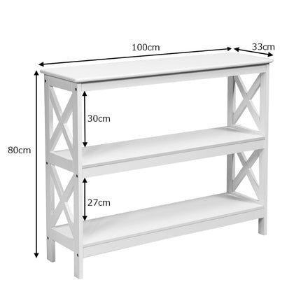 Console avec étagère, style industriel, blanche, 100 x 33 x 80 cm