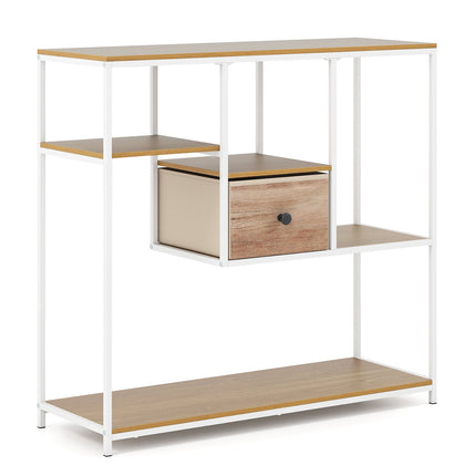 Console avec rangement, tiroir en tissu et étagères