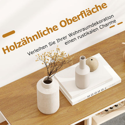 Console avec rangement, tiroir en tissu et étagères