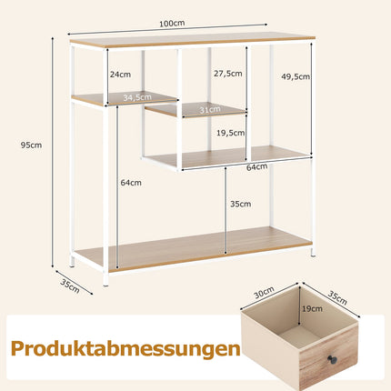 Console avec rangement, tiroir en tissu et étagères