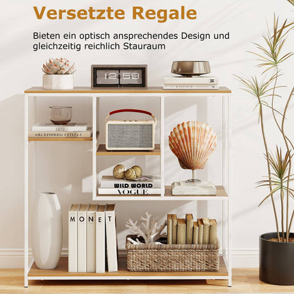 Console avec rangement, tiroir en tissu et étagères