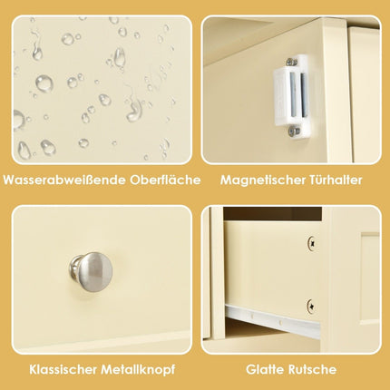 Konsolentisch Flurtisch mit 2 Schubladen und Schränken Buffettisch Beistelltisch Holz weiß