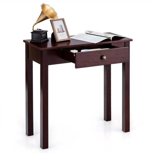 Table console avec tiroir, table d'entrée, table d'appoint industrielle étroite en bois 71 x 30 x 71 cm marron