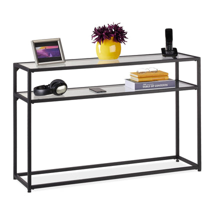 Table console avec étagère en verre