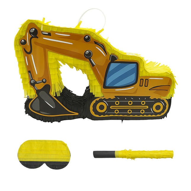 Bagger Piñata Set mit Schläger & Augenbinde