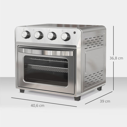 Mini four à convection, friteuse à air chaud, 24 L, 6 modes, minuterie, argent
