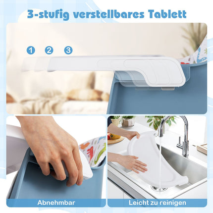 Wandelbarer 16-in-1 Babyhochstuhl mit Tablett und Gurt