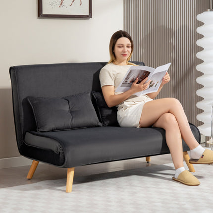 Schlafsofa 2-Sitzer, verstellbare Rückenlehne, grauer Stoff