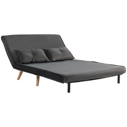 Schlafsofa 2-Sitzer, verstellbare Rückenlehne, grauer Stoff