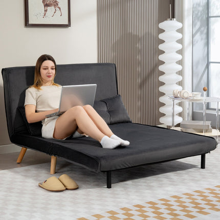 Schlafsofa 2-Sitzer, verstellbare Rückenlehne, grauer Stoff