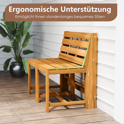 Ensemble table et banc de jardin convertible 3 en 1 en bois d'acacia