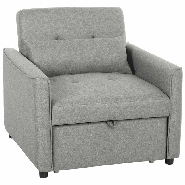 Verwandelbares 3-in-1 Sofa-Sessel-Bett, Verstellbare Rückenlehne, Grau
