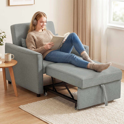 Verwandelbares 3-in-1 Sofa-Sessel-Bett, Verstellbare Rückenlehne, Grau