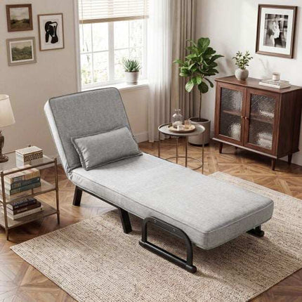 Fauteuil convertible canapé-lit, dossier réglable, gris clair