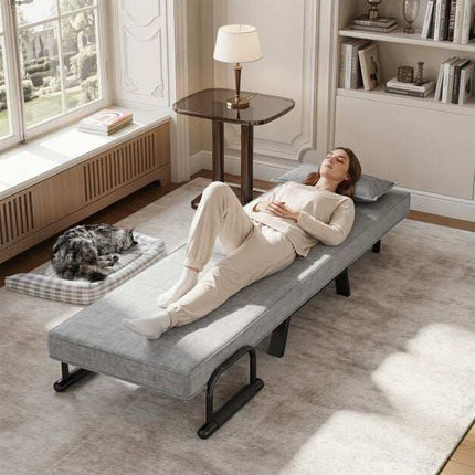 Fauteuil convertible canapé-lit, dossier réglable, gris clair