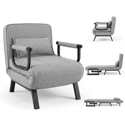 Fauteuil convertible canapé-lit, dossier réglable, gris clair