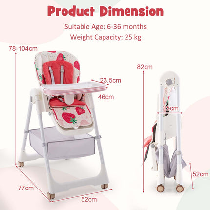 Wandelbarer Babyhochstuhl, 4-in-1 klappbar, höhenverstellbar