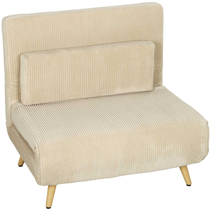 Schlafsofa aus Cord, verstellbare Rückenlehne, Beige