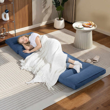 Fauteuil de sol convertible en lit, dossier réglable, bleu foncé
