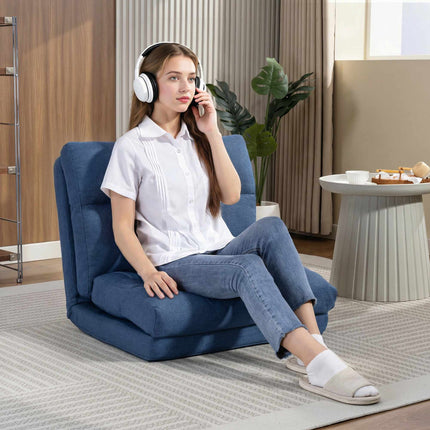 Fauteuil de sol convertible en lit, dossier réglable, bleu foncé