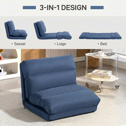 Fauteuil de sol convertible en lit, dossier réglable, bleu foncé
