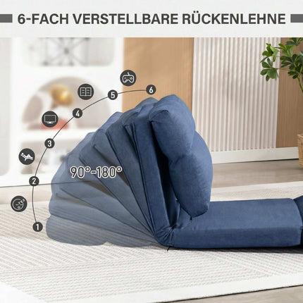 Fauteuil de sol convertible en lit, dossier réglable, bleu foncé