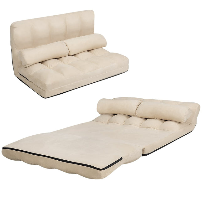 Canapé-lit convertible de sol avec dossier réglable, beige