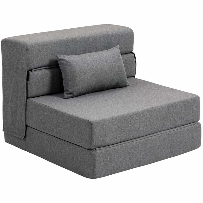 Schlafsofa zum Umklappen, Grau, Leinen-Optik