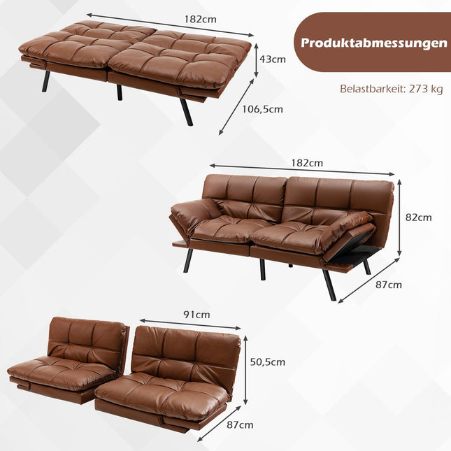 Canapé-lit futon convertible avec dossier réglable