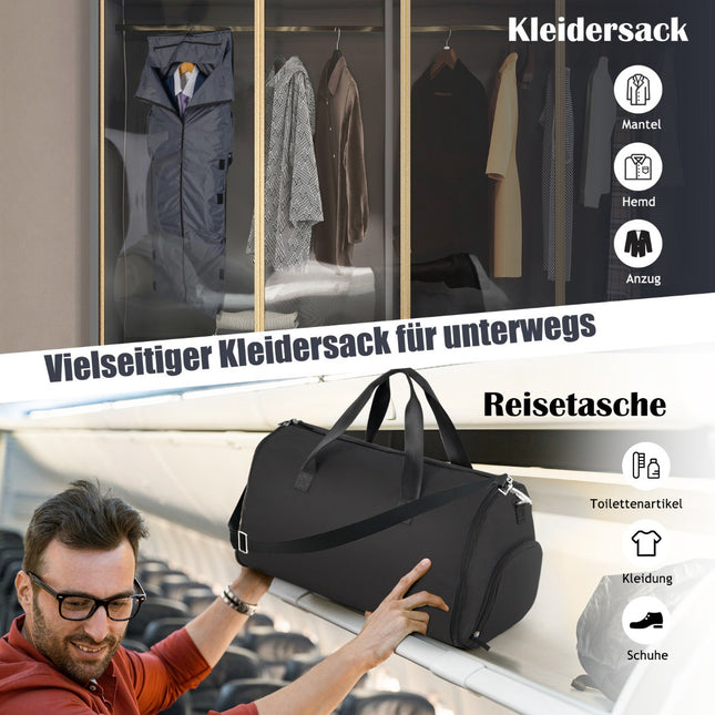 Sac à vêtements convertible, compartiment à chaussures, 50 L en PU