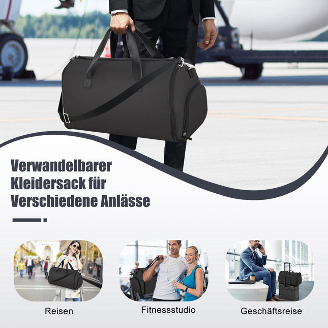 Sac à vêtements convertible, compartiment à chaussures, 50 L en PU