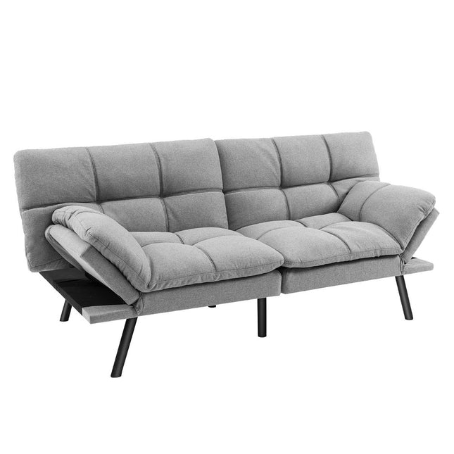 Umwandelbares graues Futonsofa mit verstellbarer Rückenlehne