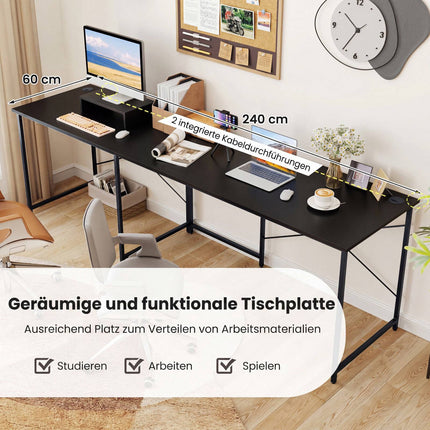 Verwandlungsfähiger L-förmiger Schreibtisch mit Monitorständer, Schwarz