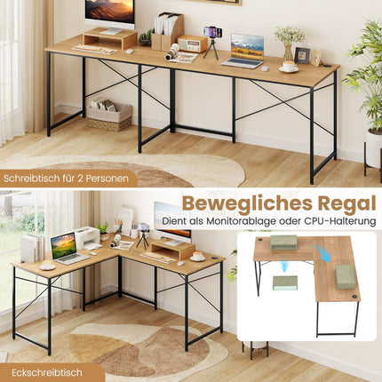 Bureau convertible en forme de L avec support d'écran amovible