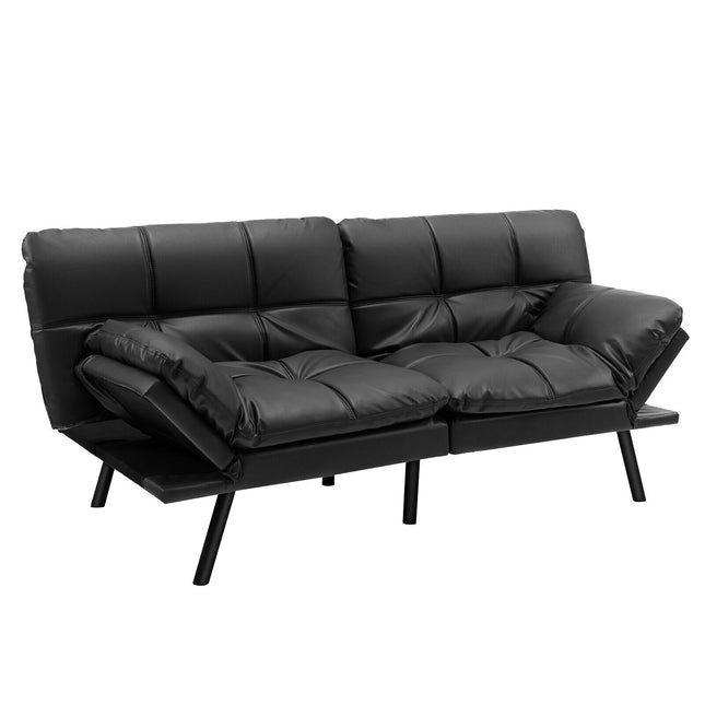 Wandelbares Memory Foam Futon Schlafsofa, Verstellbare Armlehnen, Schwarz
