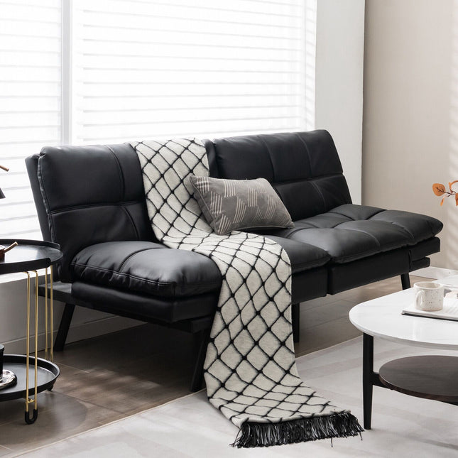 Wandelbares Memory Foam Futon Schlafsofa, Verstellbare Armlehnen, Schwarz