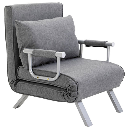 Fauteuil inclinable convertible avec fonction lit, gris, 65 x 69 x 80 cm
