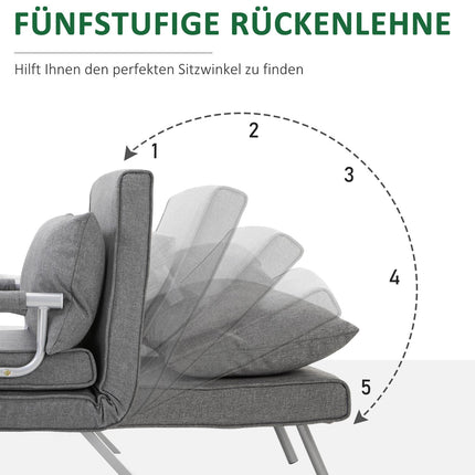 Fauteuil inclinable convertible avec fonction lit, gris, 65 x 69 x 80 cm