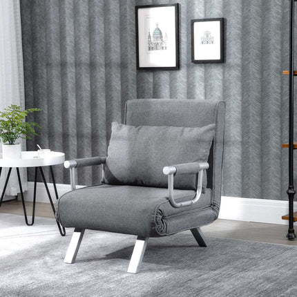 Fauteuil inclinable convertible avec fonction lit, gris, 65 x 69 x 80 cm